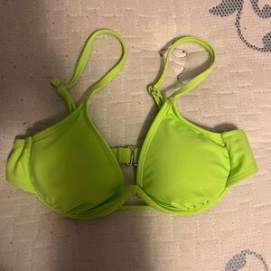 Neon green target bikini top